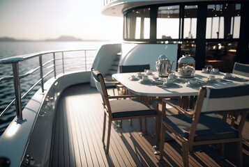 Fototapeta na wymiar holiday on yacht deck in soft sunlight