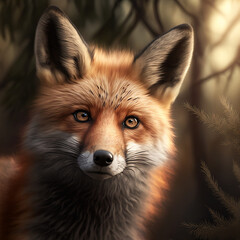 Obraz premium closeup portrait of cute curious fox