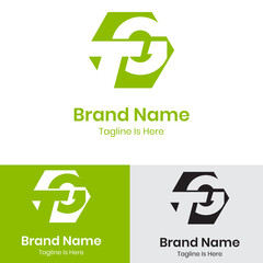  Hexagon and abstract letter GT logo 