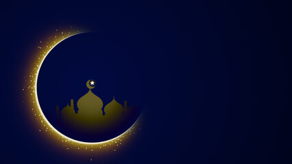 Obraz na płótnie Canvas Ramadan celebration and Eid Mubarak background with Moon and Masjid
