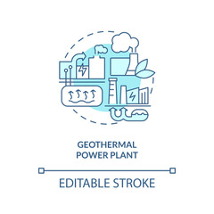 Geothermal power plant blue concept icon. Underground reservoir. Geothermal energy abstract idea thin line illustration. Isolated outline drawing. Editable stroke. Arial, Myriad Pro-Bold fonts used