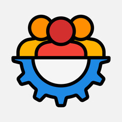 Team management icon in filled line style, use for website mobile app presentation