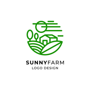 modern farm logo design with lineart style