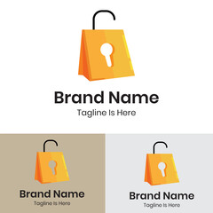  Bag lock key online shopping logo design 