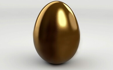 Golden easter egg  on white background. Generative AI technology.