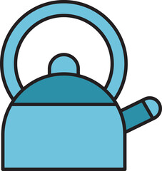 blue teapot on vector illustration