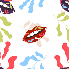 Seamless pattern with beautiful lips