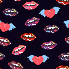 Seamless pattern with beautiful lips