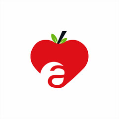 Apple logo design with letter A. Unique logo concept.