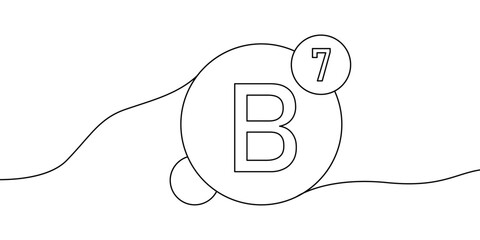 Vitamin B7 continuous line drawing icon.