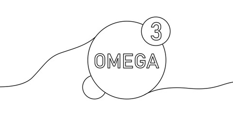 Fototapeta premium Vitamin omega 3 continuous line drawing icon.