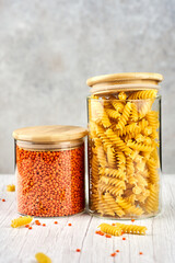Transparent reusable food containers - Zero waste food storage organization in the kitchen
