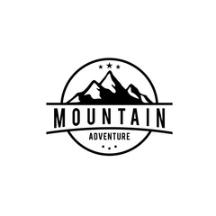 Mountain, Adventure and Outdoor vintage logo template, badge or emblem style. Vector design element.