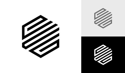 Letter ECG initial hexagon monogram logo design vector