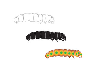 caterpillar vector hand drawing, useful for coloring books.