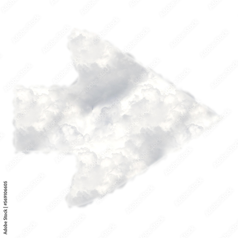 Poster cloudy white arrow shape or icon. this is a part of a set which also includes uppercase alphabet let
