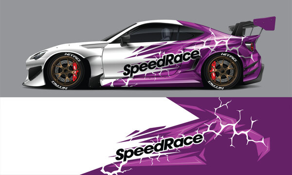 car livery design vector. Graphic abstract stripe racing background designs for wrap
