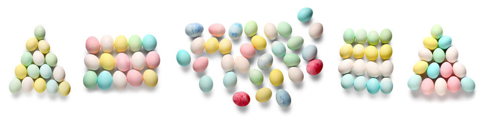 Set of colorful Easter eggs isolated on white