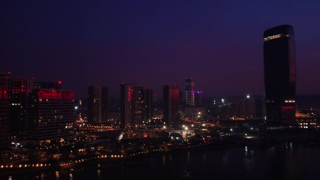 View at Belgrade Waterfront buildings and Sava river.