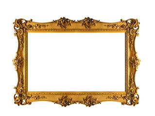 medieval golden frame isolated on white background