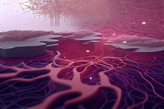 A Digital Landscape, With A Representation Of A Neural Network And Information Flowing, A Connected And Adaptive Environment, A Feeling Of Intelligence And Learning 2 Generative AI