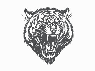 Ferocious roaring tiger. Angry tiger. vector Abstract ink splashes on the background.