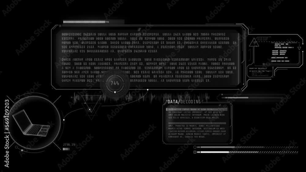 Poster animated infographics on the theme of decoding data.