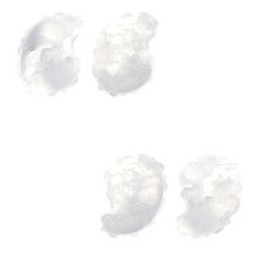 Cloudy white numbers from 0 to 9, punctuation marks and symbols . This is a part of a set which also includes uppercase letters from A to Z, shapes and frames. Fluffy decorative design elements.
