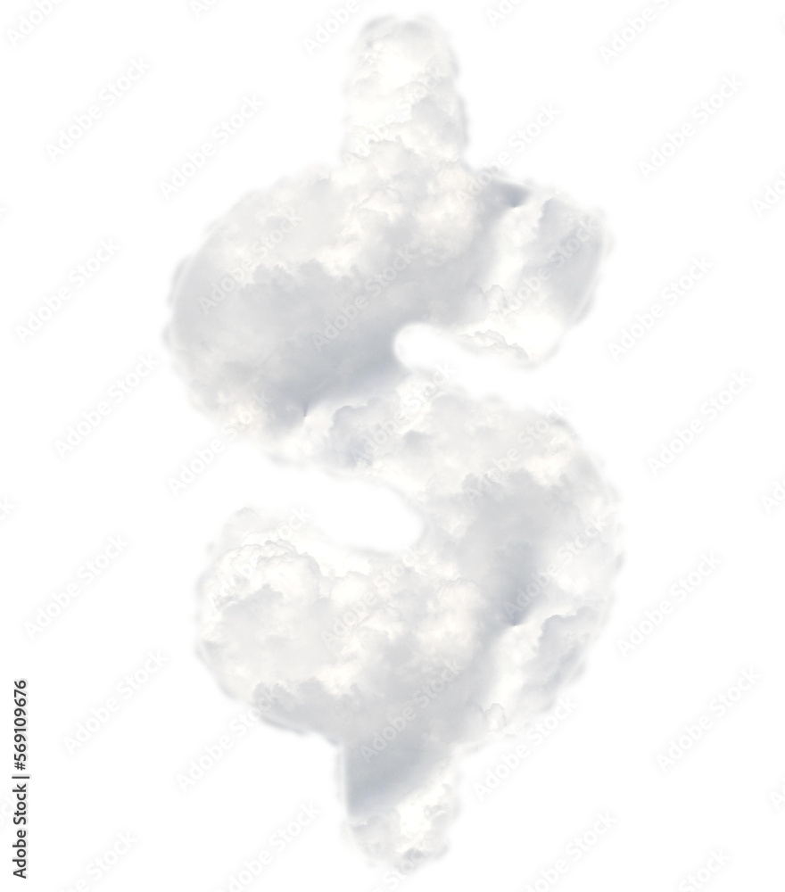 Poster cloudy white dollar sign as currency symbol. this is a part of a set which also includes uppercase a