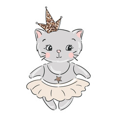 Cute princess cat with a glitter crown.