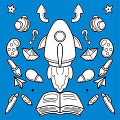 space hand drawn doodle