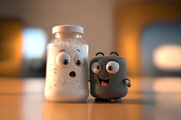Cute salt and pepper cartoon character - Cartoon food character