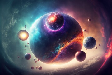 Obraz na płótnie Canvas Cosmic Wonders: The Colorful Planets of Our Solar System. Generative AI.
