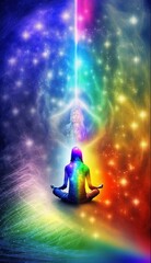 Fototapeta na wymiar Spiritual Mindfulness Consciousness Universe Psychedelic Trippy Oneness Awakening Enlightenment New Age Concept. Generative AI.