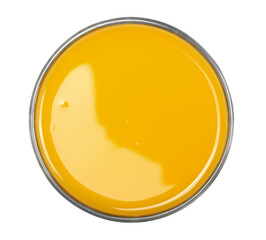Orange and mango juice in glass isolated on white background, top view