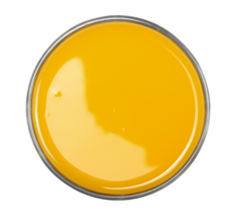 Orange and mango juice in glass isolated on white background, top view
