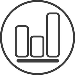 Business graph icon in thin line black circle frames.
