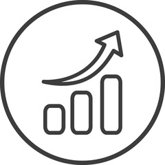 Increase icon in thin line black circle frames.