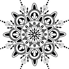 Elegant Simple Islamic Vector Mandala Template Black and White