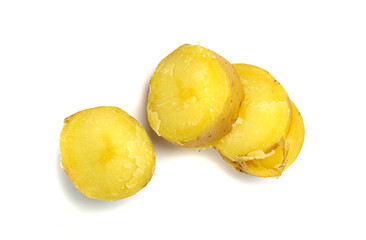 Boiled Potato Half in Skin Isolated, Whole Prepared Unpeeled Vegetables, Healthy Diet Ingredient