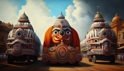 illustration of Ratha Yatra. Lord Jagannath	
