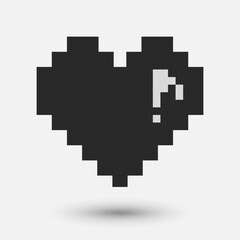 Black pixel silhouette in the form of a heart.