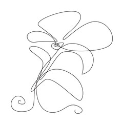 Continuous Thin Line Flower, Minimalist Botanical Drawing, One Line Art Flowering Blossom Draw, Single Floral Outline