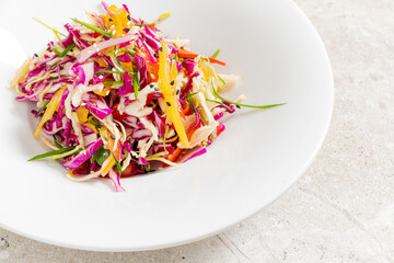 Coleslaw salad of red cabbage and carrots