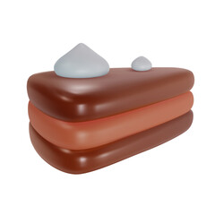 3d realistic vector piece of cake or cheesecake in cartoon minimal style. Holiday colorful tasty dessert icon. Bright glossy sweet food element. Creative cute child art illustration.