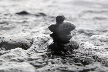 Zen meditation stones on the beach	