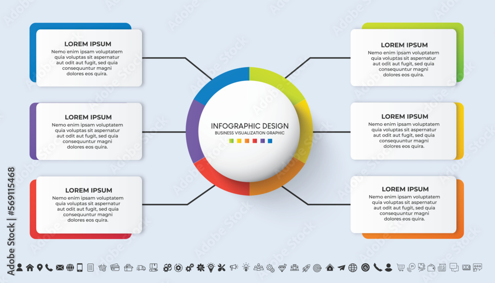 Leinwandbilder steps business data visualization timeline process infographic template design with icons