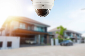 CCTV security camera, TV monitoring at house village building construction, security system concept. - 569115433