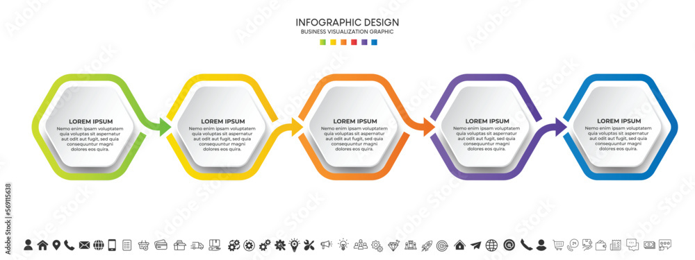 Poster steps business data visualization timeline process infographic template design with icons