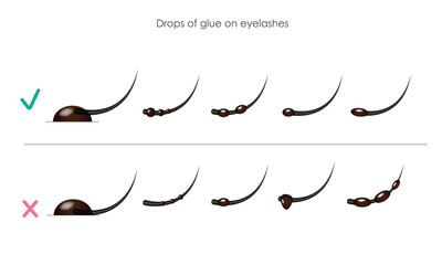 using eyelash glue, eyelash extension tutorial - obrazy, fototapety, plakaty